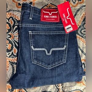 NWT Kimes Ranch Men's Dark Blue Straight Jeans SIZE 33x36